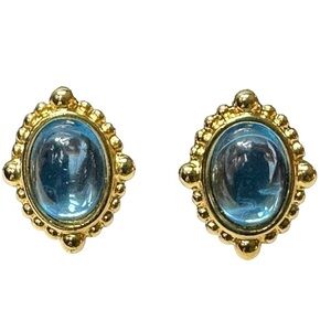 Fabulous and chic vintage aqua clip earrings signed by Anne Klein